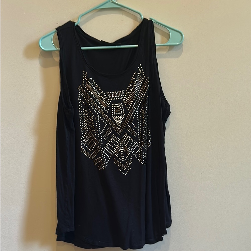 Apt. 9 Tank Top Size XL Black Silver Graphic Summer Casual Women's